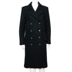 Chanel Black Wool Double Breasted Coat M