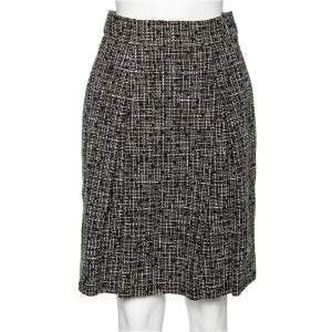 Chanel Black Tweed Box Pleated Mini Skirt M