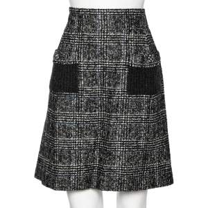 Chanel Black Patterned Wool Mini Skirt L