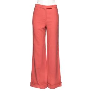 Chanel Pink Textured Wool Fringed Hem Detail Pants M 