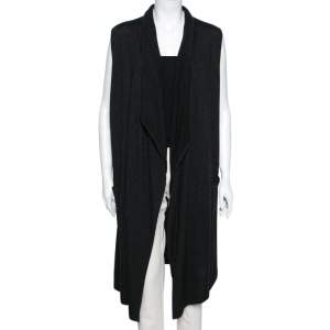 Chanel Dark Grey Cashmere Sleeveless Cardigan M