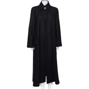 Chanel Black Wool Open Front Overcoat M