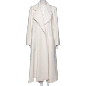 Chanel White Cashmere Open Front Overcoat M