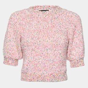 Chanel Pink Knit Sequin Embellished Crewneck Jumper S