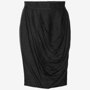 Chanel Black Silk Crepe Draped Skirt M