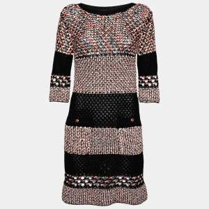 Chanel Multicolored Cotton & Silk Open Knit Dress S