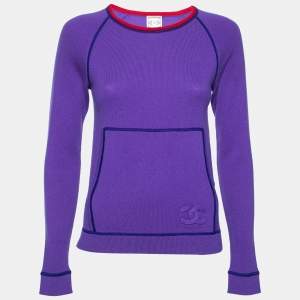 Chanel Purple Cashmere Crew Neck Long Sleeve Sweater S
