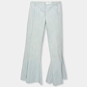 Chanel Blue Cotton Flared Hem Trousers S
