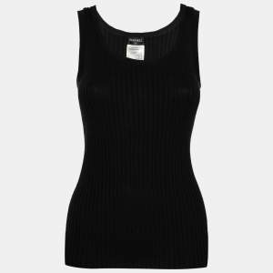 Chanel Black Knit Sleeveless Tank Top M 