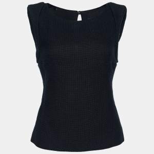 Chanel Black Textured Cotton Sleeveless Top M