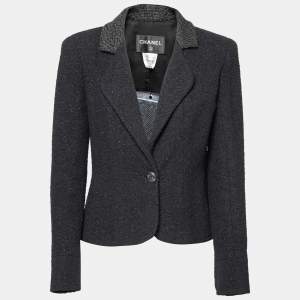Chanel Black Tweed Long Sleeve Jacket M