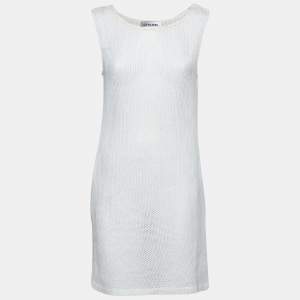 Chanel White Perforated Knit Sleeveless Dress L