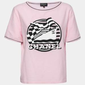 Chanel Pink Terry Knit La Pausa T-Shirt L