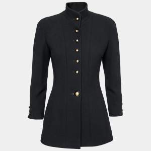 Chanel Vintage Black Wool Button Front Jacket S