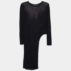 Chanel Black Knit Asymmetrical Long Sleeve Top M
