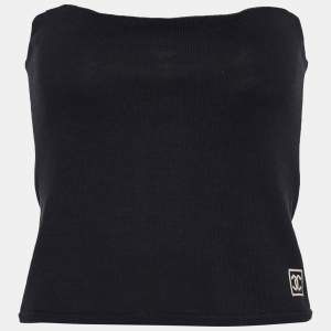 Chanel Black CC Knit Strapless Tube Top M