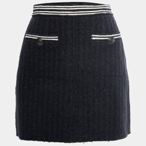 Chanel Vintage Black Wool Mini Skirt S  