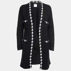 Chanel Black Cashmere Long Button Front Cardigan S