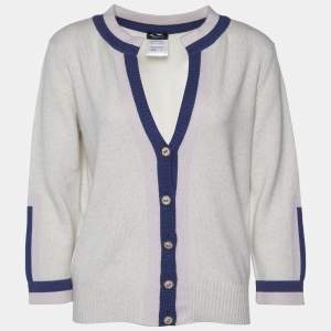 Chanel White Cashmere Button Front Cardigan M