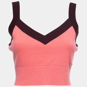 Chanel Pink & Plum Cashmere Cropped Knit Top M