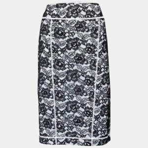 Chanel Black Lace Pencil Skirt L