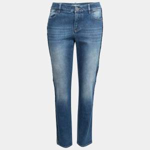 Chanel Blue Denim Braided Stripe Detail Jeans M Waist 28"