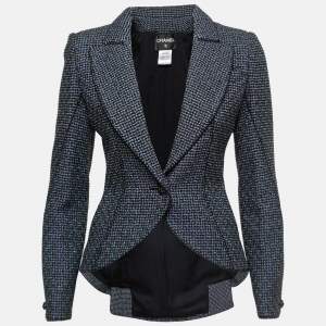 Chanel Black/Iridescent Tweed Single Button Jacket S