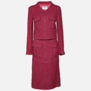 Chanel Pink Lurex Tweed Blazer & Skirt Set M