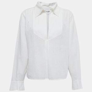 Chanel White Eyelet Cotton Tunic Top M