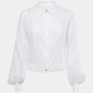 Chanel White Cotton Button Front Short Shirt M
