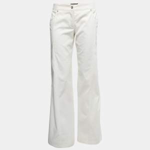 Chanel Off-White Cotton Wide-Leg Trousers M Waist 31"