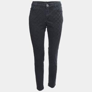 Chanel Black Quilt Patterned Denim High Rise Skinny Jeans M Waist 30"