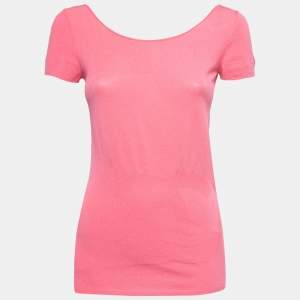 Chanel Pink CC Patterned Knit Short Sleeve T-Shirt M