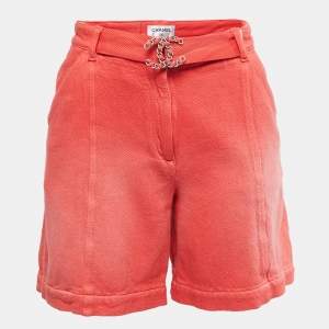 Chanel Coral Red Cotton textured Shorts S
