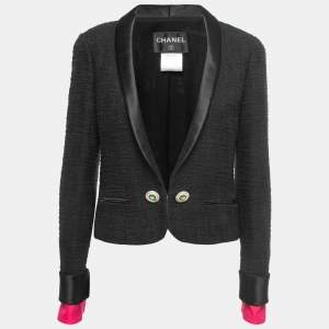 Chanel Black Tweed Layered Double-Breasted Blazer M