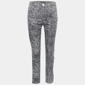 Chanel Black Camelia Printed Denim Jeans M Waist 28"