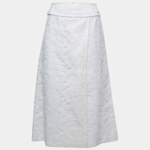 Chanel Linen & Lace Midi Skirt S
