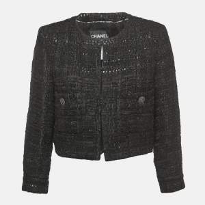 Chanel Black/Metallic Dubai Tweed Jacket L