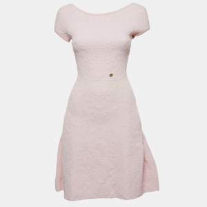Chanel Pink Jacquard Knit Flared Mini Dress XS