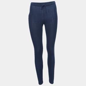 Chanel Blue Ribbed Knit Leggings XS