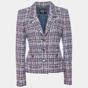 Chanel Multicolor Tweed Button Front Blazer M