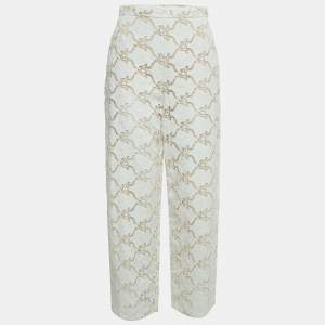 Chanel White Cut-out Cotton Blend Palazzo Pants S