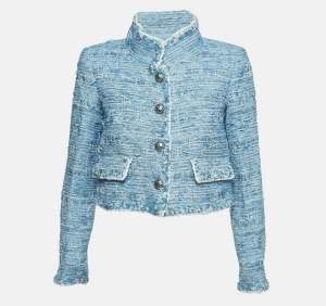 Chanel Blue Fantasy Tweed Single Breasted Jacket M