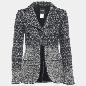 Chanel Black/White Boucle Tweed Buttoned Jacket S