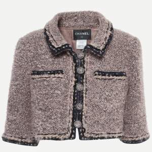 Chanel Pink Mohair Wool Cropped Jacket M