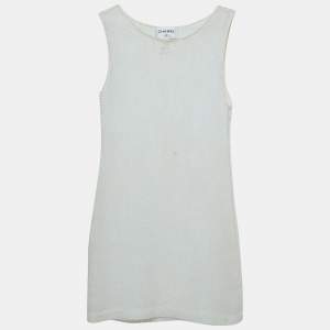 Chanel White Perforated Knit Sleeveless Coverup Dress L