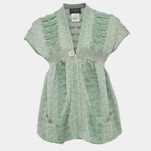 Chanel Green Lurex Knit Seoul Cruise Single Button Top L