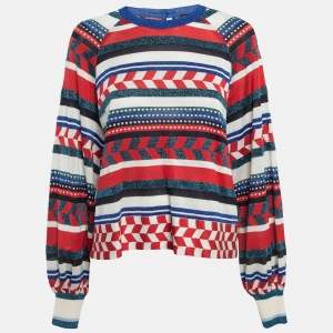 Chanel Multicolor Striped Silk Knit Long Sleeve Sweater M