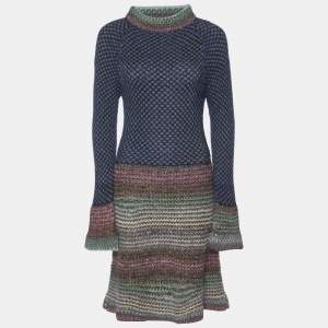 Chanel Multicolor Lurex Wool Knit Byzance Midi Dress L