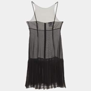Chanel Black Sheer Silk Mini Sleeveless Dress M